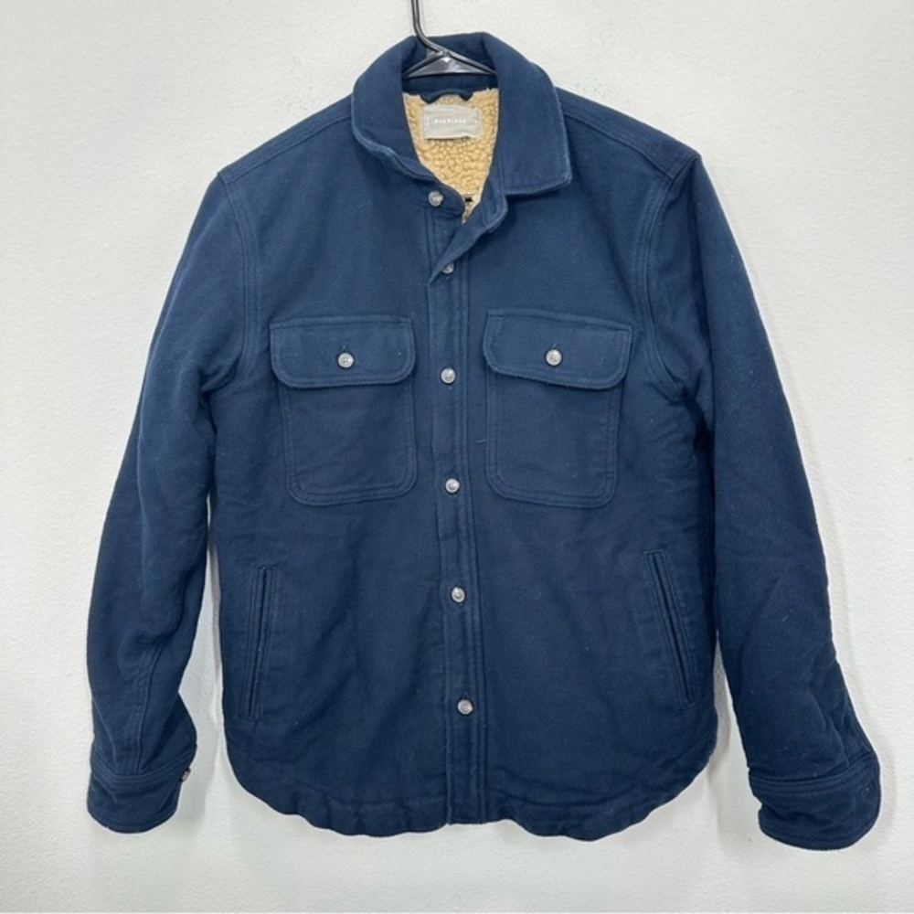 Everlane Men's Navy‎ Blue Cotton Flannel Sherpa Fleece Lined Shacket